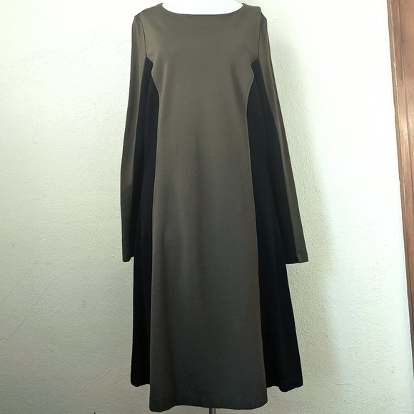 Sahalie Ponte Longsleeve Colorblock Dress Olive - Picture 3 of 7